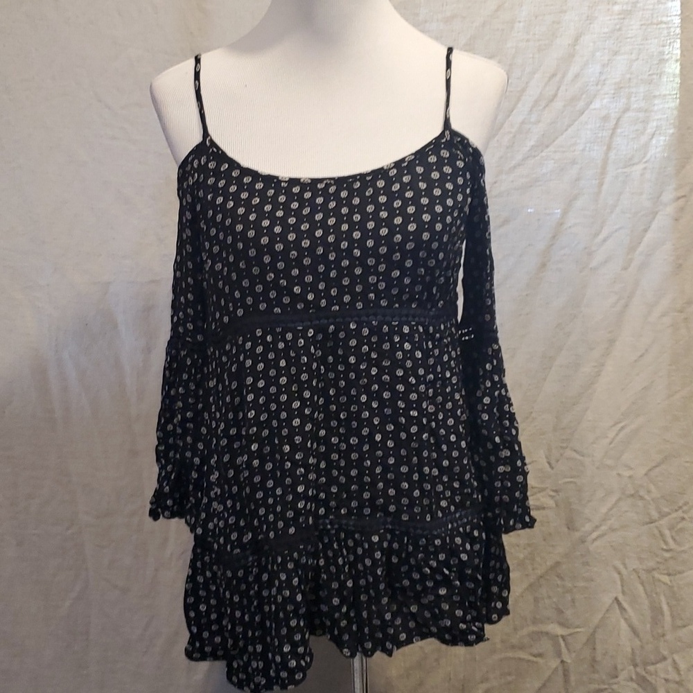 Patrons of Peace Boho Cold Shoulder Blouse SZ MD